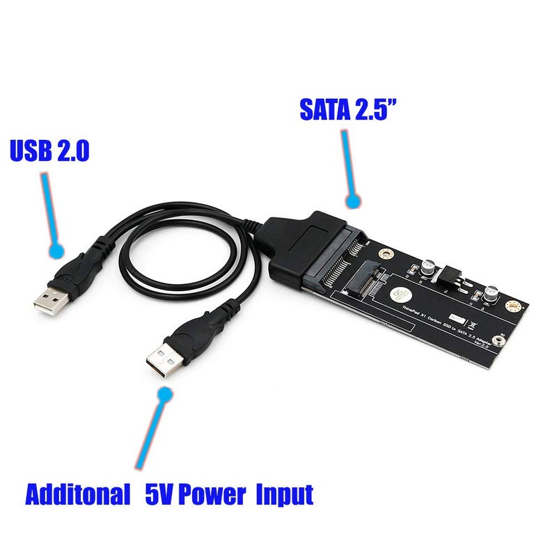 Mustpoint 20+6 Pin SSD to SATA 2.5 or USB Adapter with USB 2.0 Cable for Thinkpad Lenovo X1 Carbon - Image 2